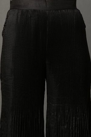 Solid Flared Woven Sharara With Pleats - Image 6