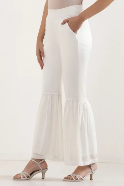 Lace Insert Pintuck Trousers