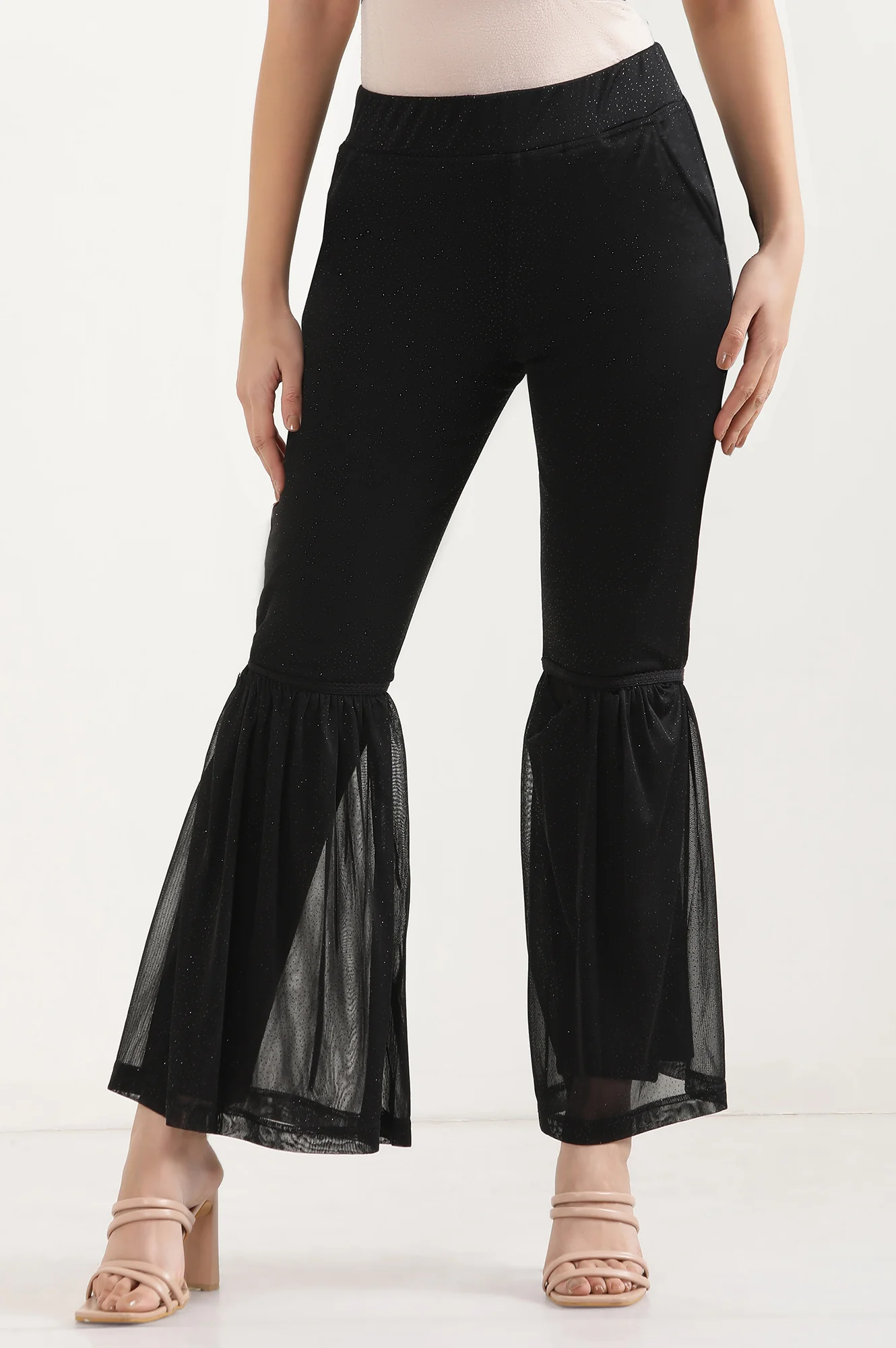 Black Lace Insert Pintuck Trousers - Image 3