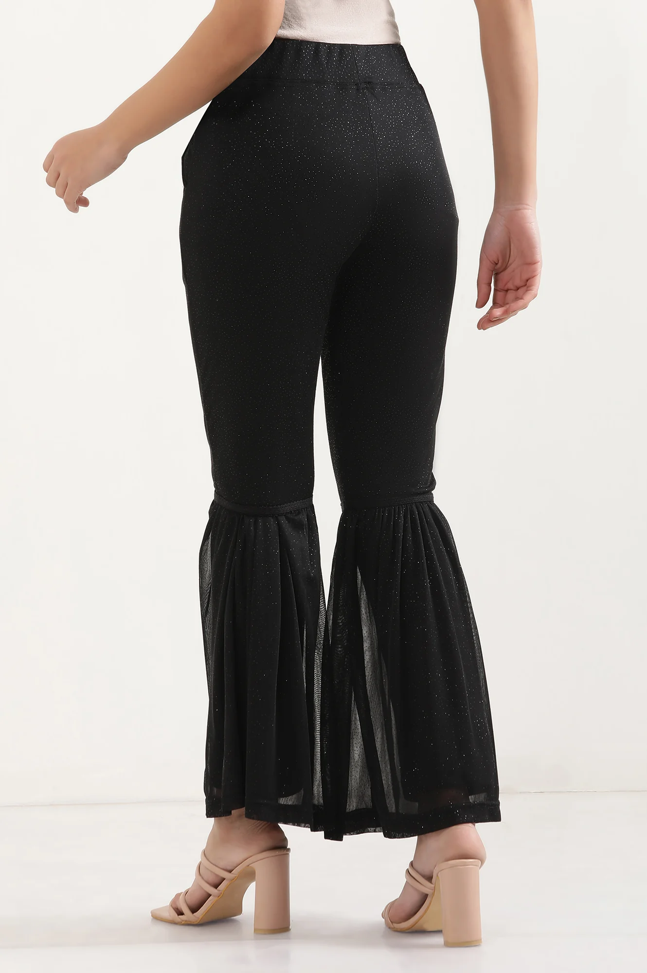 Black Lace Insert Pintuck Trousers - Image 4