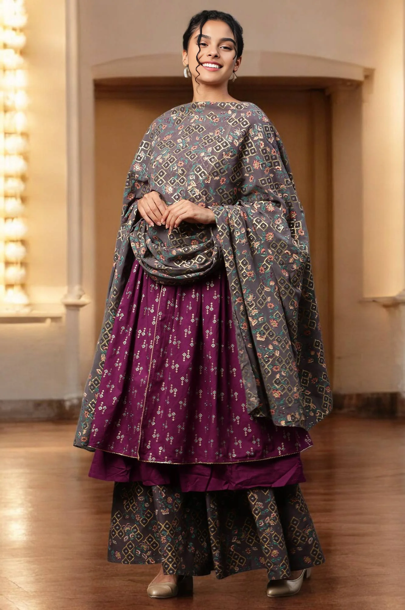 Grey Georgette Festive Dupatta