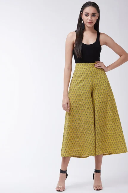 Yellow Printed Kalamkari Handloom Palazzo