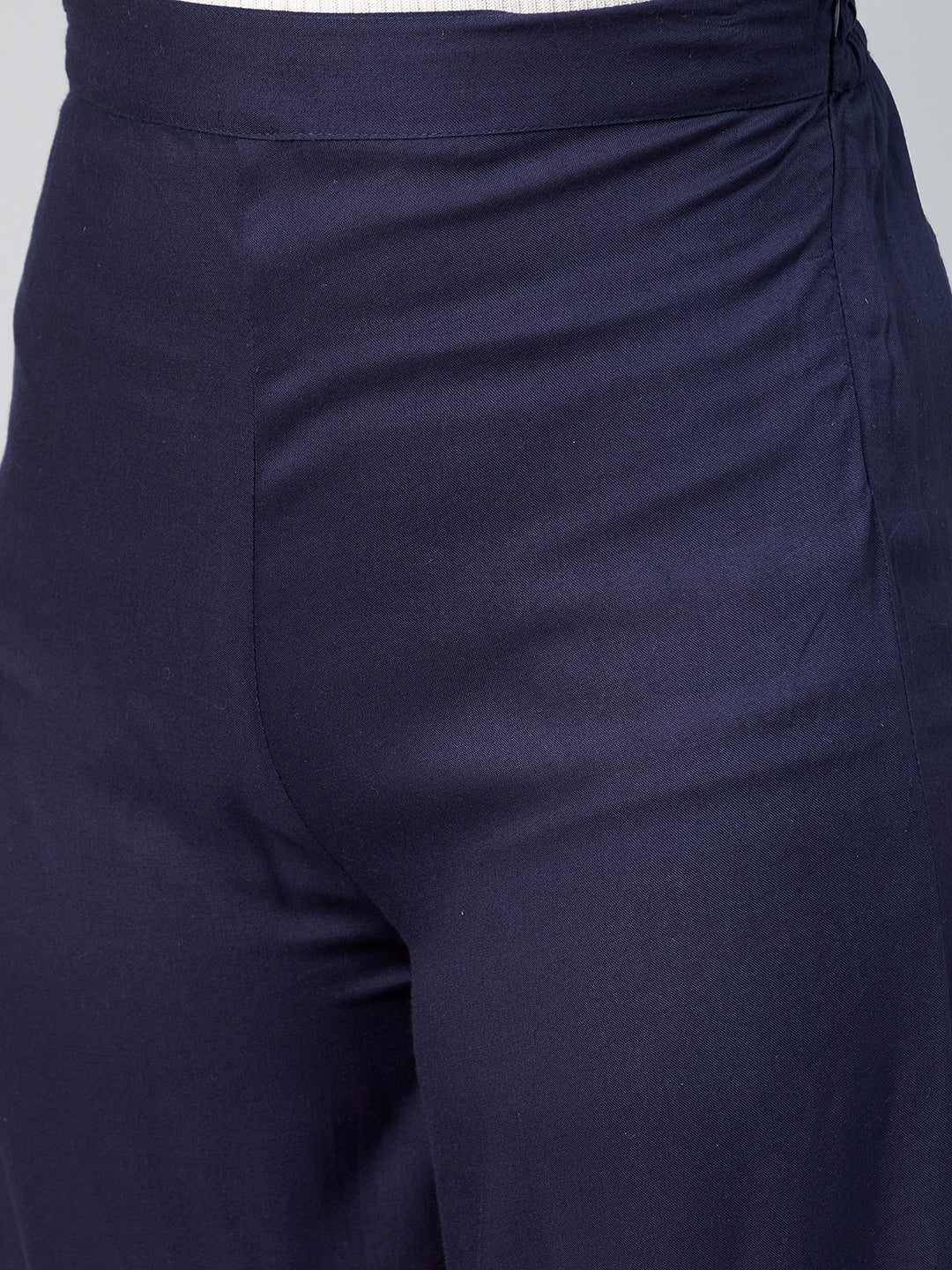 Viscose Rayon Solid Navy Blue Handloom Palazzo - Image 7