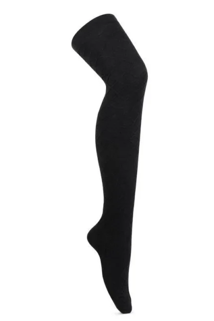 Women's Black Self Design Knee High Socks