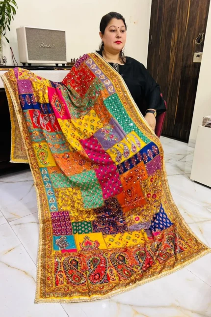 Multicolor Dupatta for Women, Designer Chunari Dupatta, Indian Dupattas, Phulkari Dupatta, Pakistani Dupatta, Mirror work Dupatta, Chunni