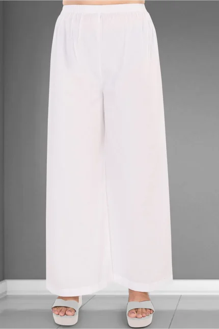 Solid color Mulmul Cotton Palazzo in off White