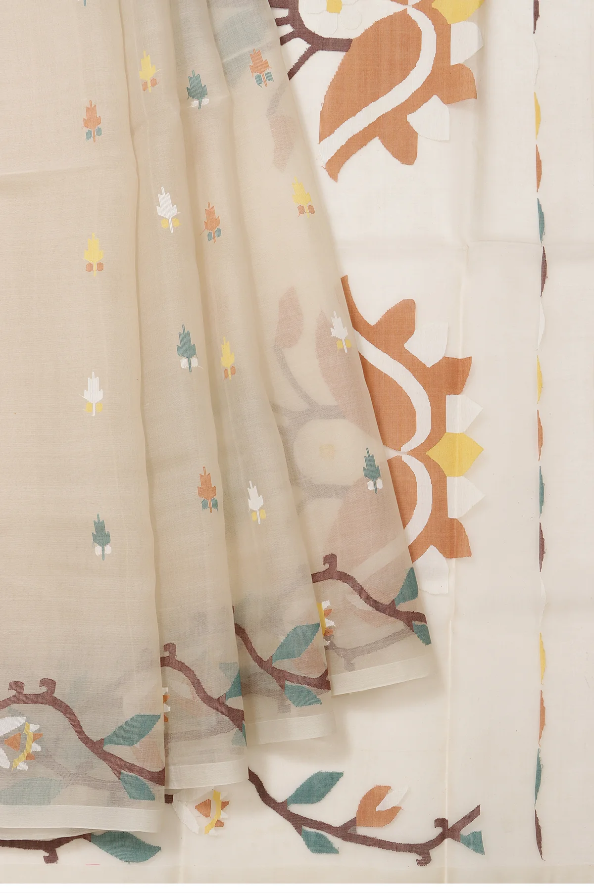 Sandal Bengal Jamadani Saree