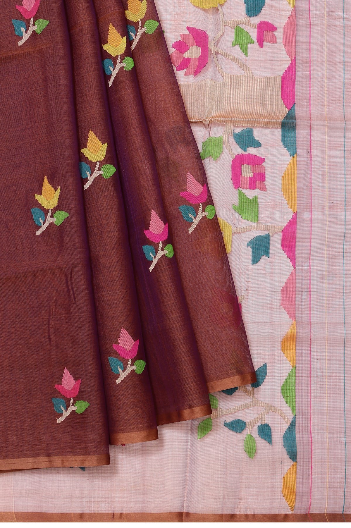 Brown Bengal Jamdani Saree