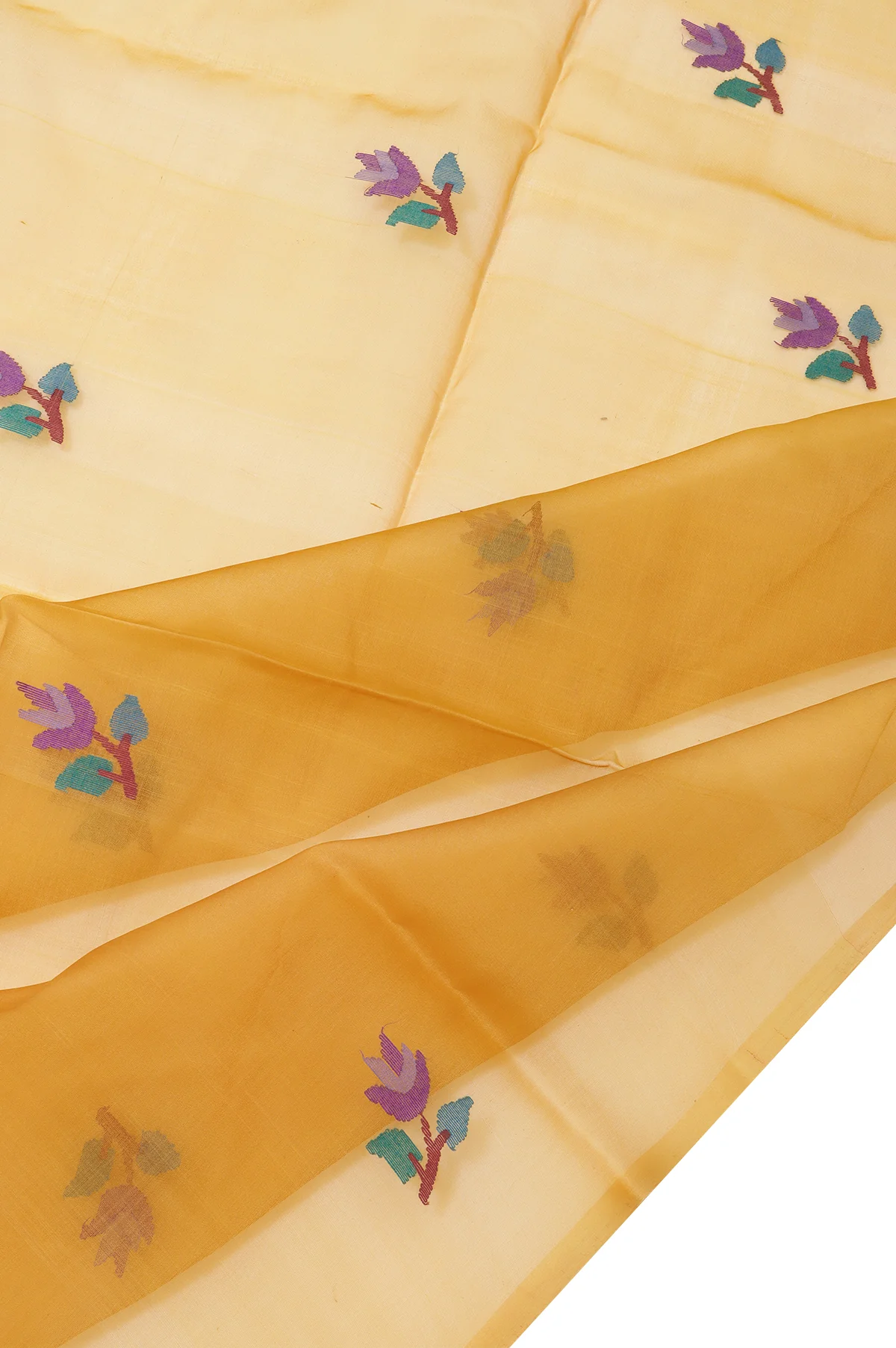 Mustard Bengal Jamadani Saree - Image 3