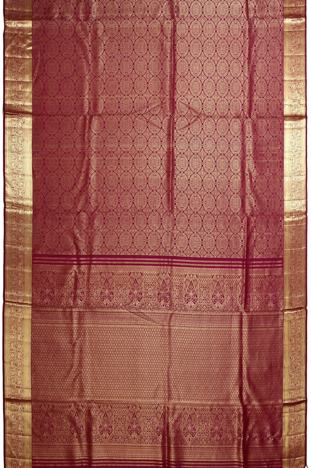 Dark Purple Kanchipuram Silk Saree with Floral Jaal Design - Image 5