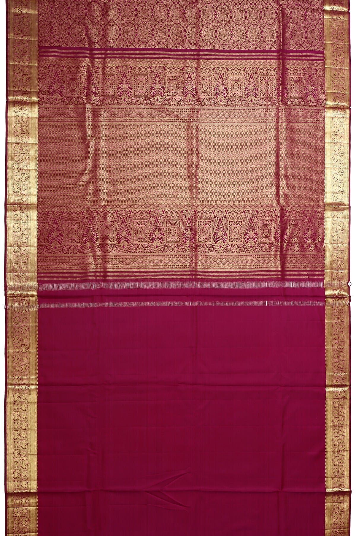 Dark Purple Kanchipuram Silk Saree with Floral Jaal Design - Image 6