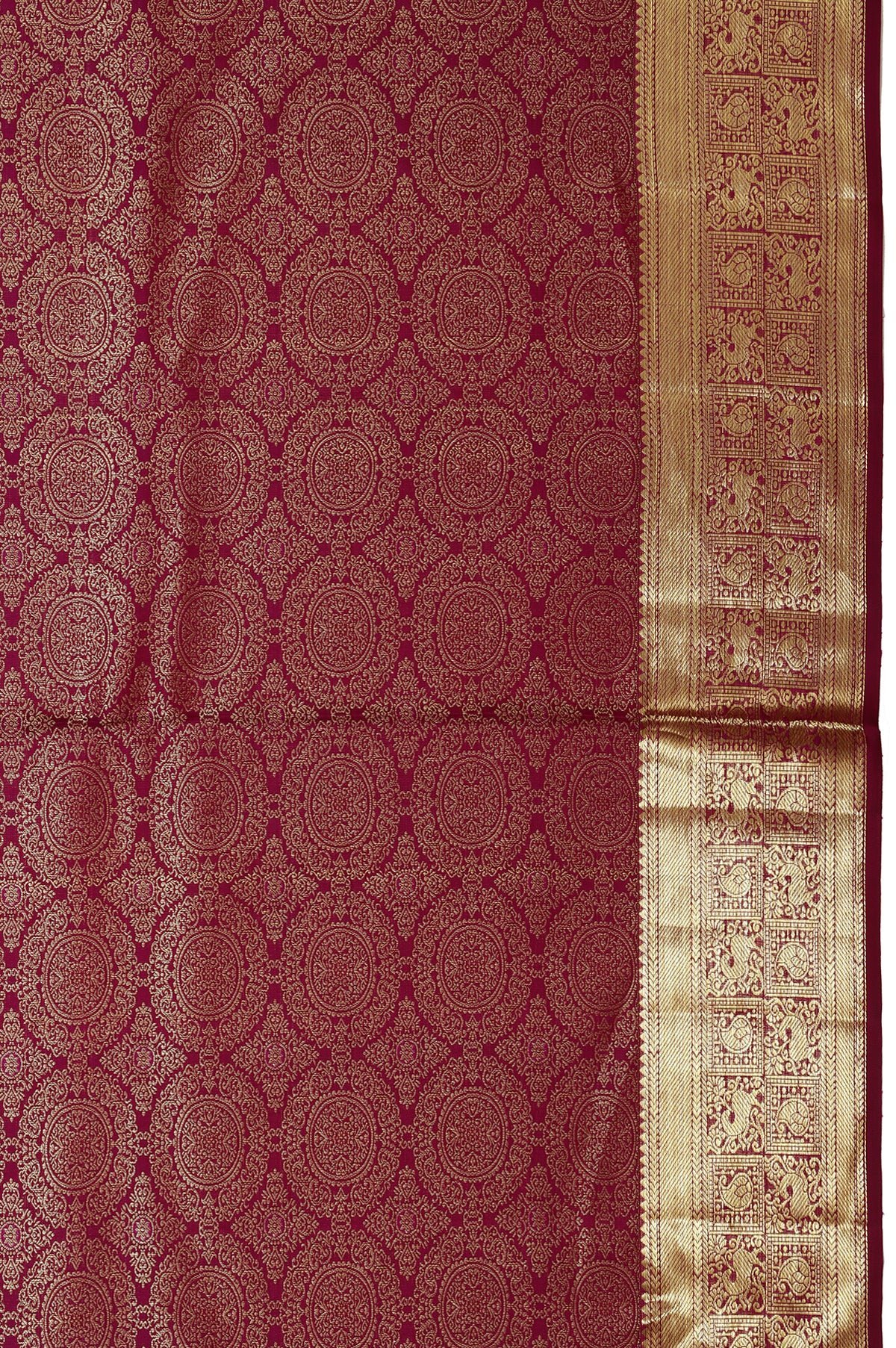 Dark Purple Kanchipuram Silk Saree with Floral Jaal Design - Image 4