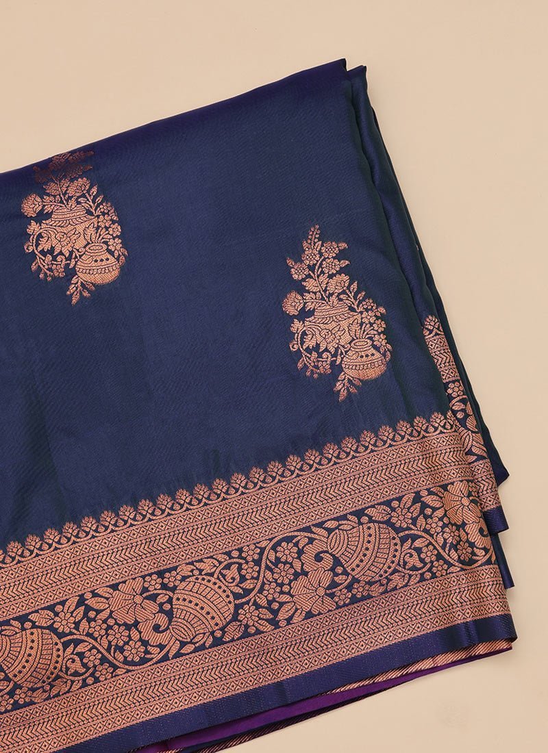 Gorgeous Jacquard Zari Work Banarasi Silk Saree Festive Wear - Image 6