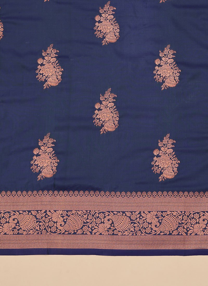 Gorgeous Jacquard Zari Work Banarasi Silk Saree Festive Wear - Image 7