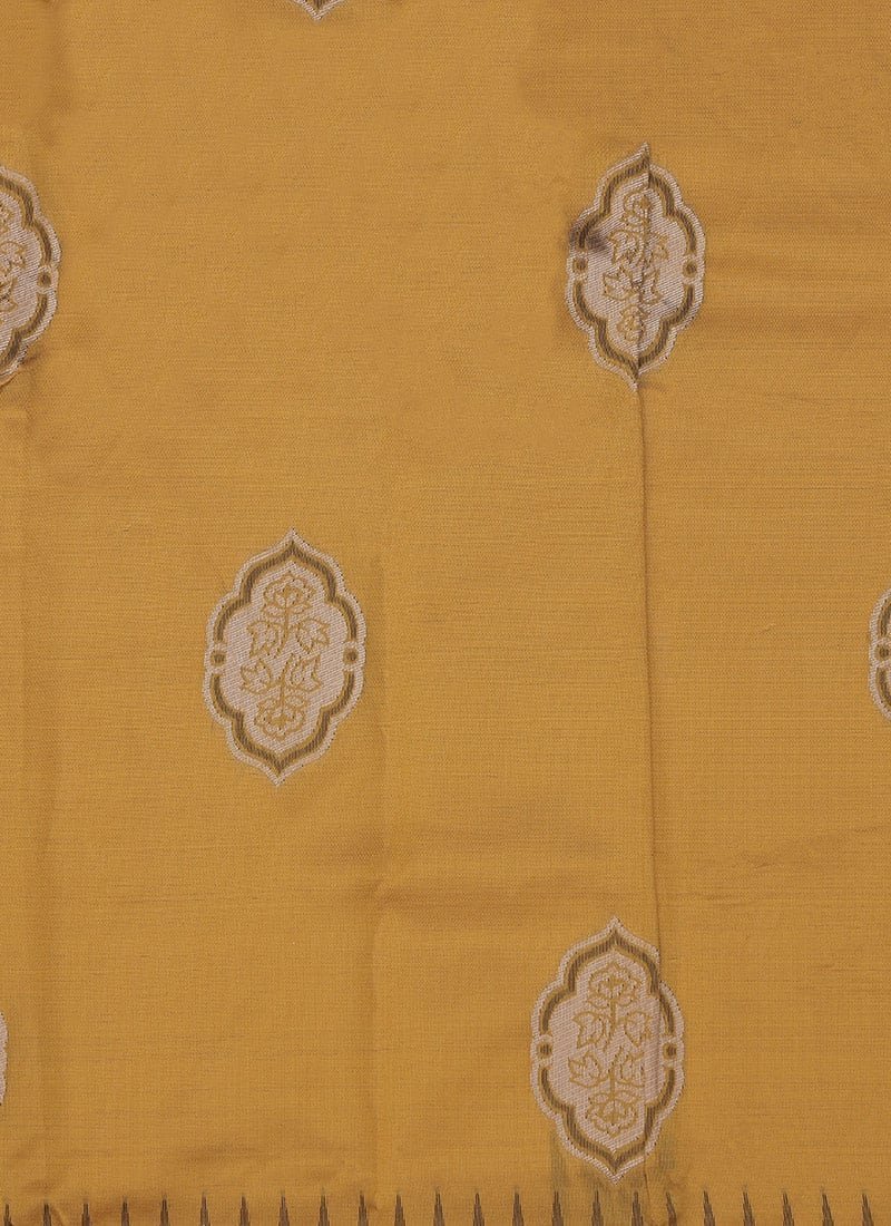 Stunning Mustard Banarasi Silk Saree Festive Wear - Image 4