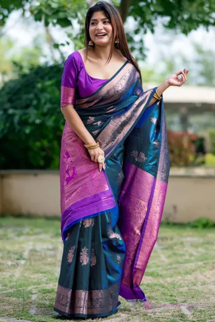 Gorgeous Jacquard Zari Work Banarasi Silk Saree Festive Wear