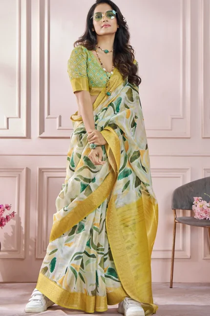 Soft Silk Printed Zari Woven Saree After Six Wear