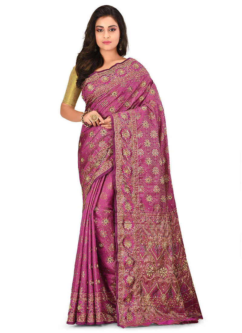 Pink Art Silk Kancheepuram Saree Festive Wear - Image 3