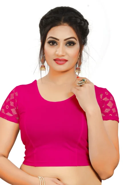 Pink Round Neck Women Blouse