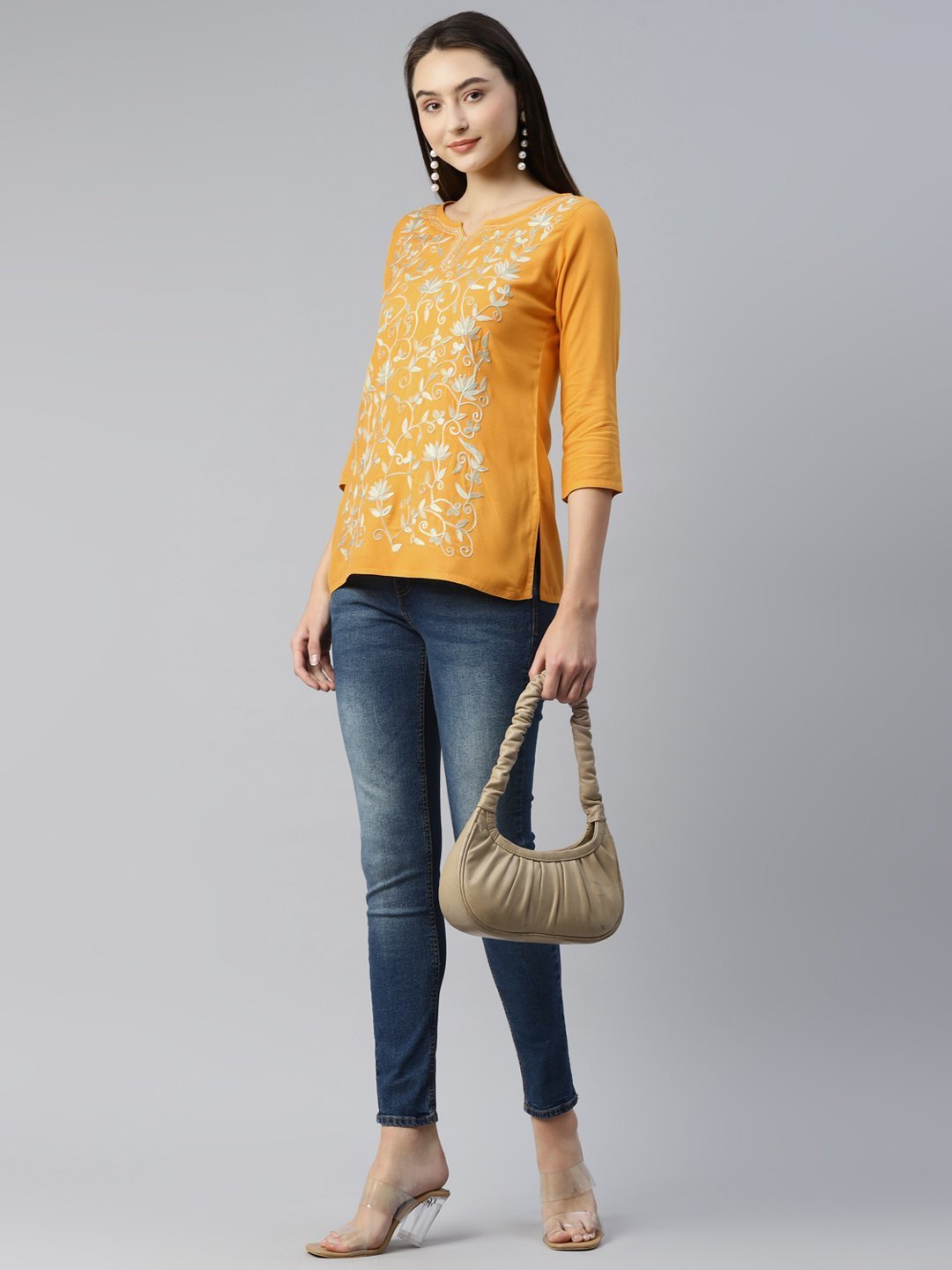 Jannat Kashmiri Mustard Yellow Kurti - Image 9