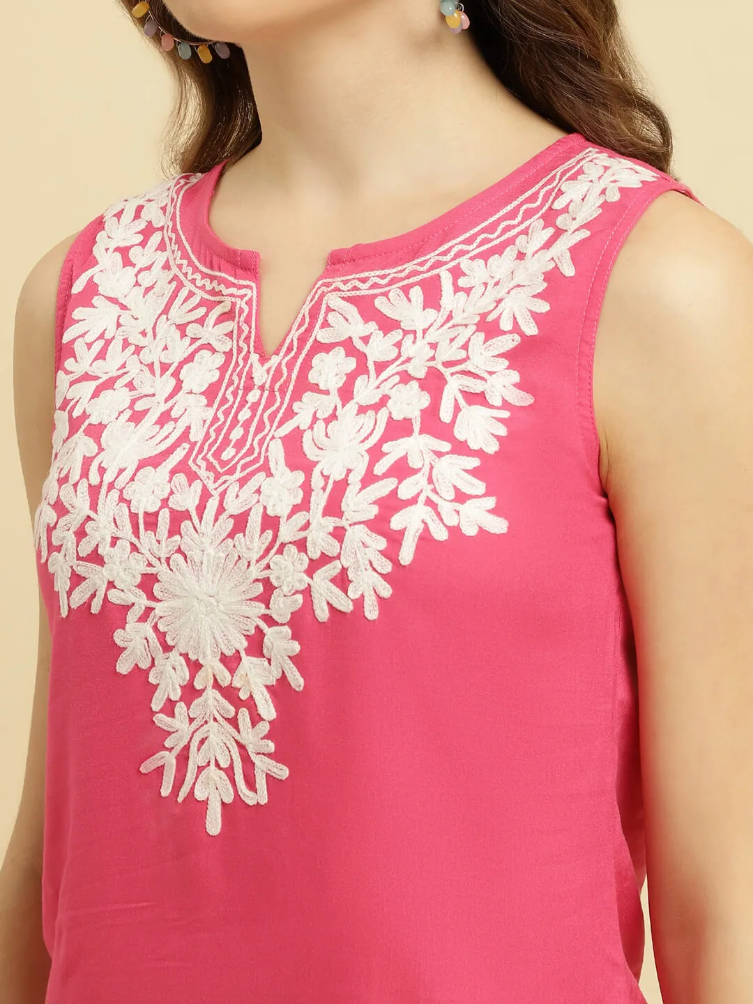 Pink Sleeveless Short Kurti - Image 7