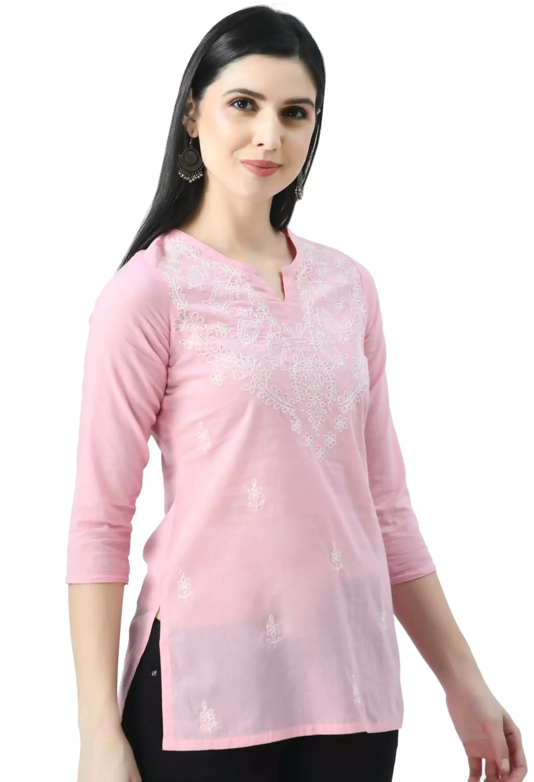 Pink Chikankari Short Kurti - Image 3