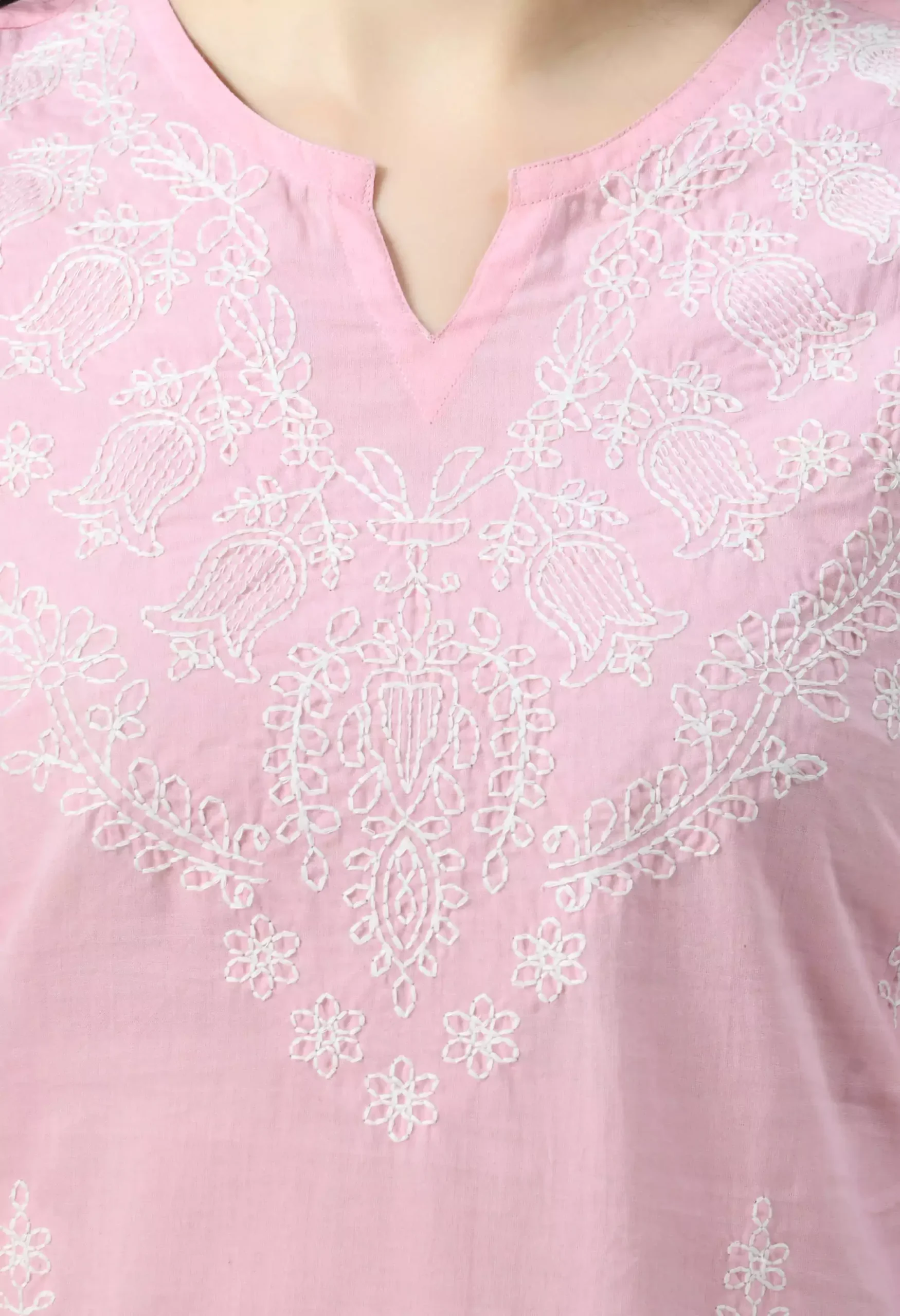 Pink Chikankari Short Kurti - Image 4