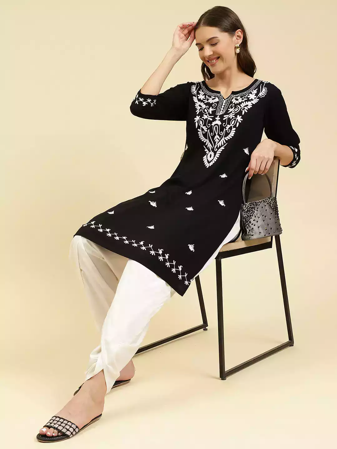 Black Kashmiri Kurti - Image 4