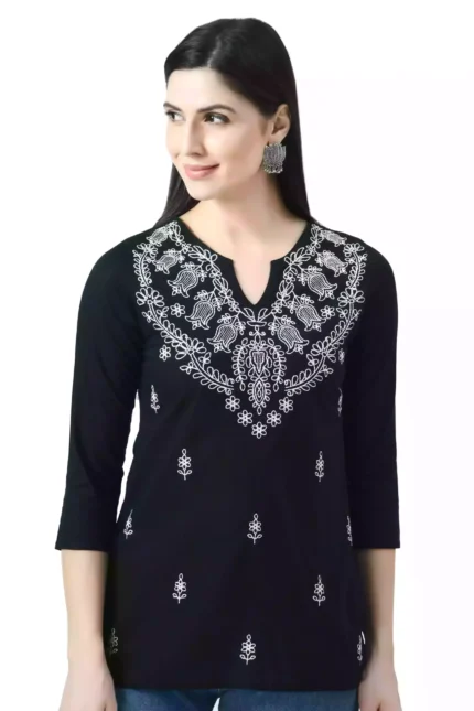 Black Chikankari Short Kurti