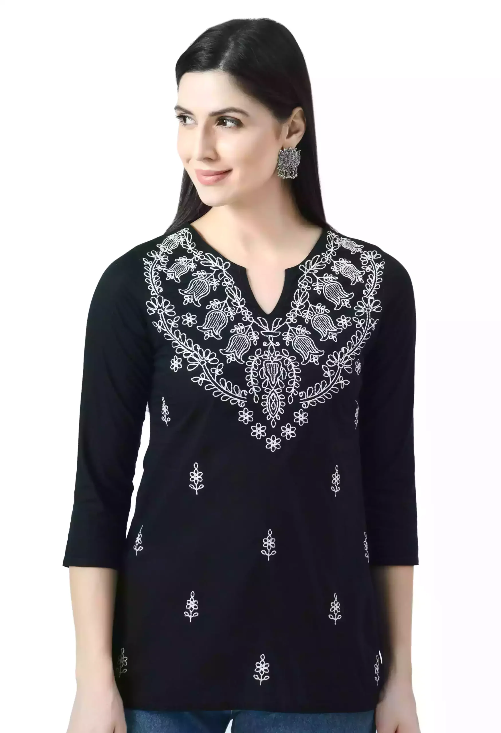 Black Chikankari Short Kurti