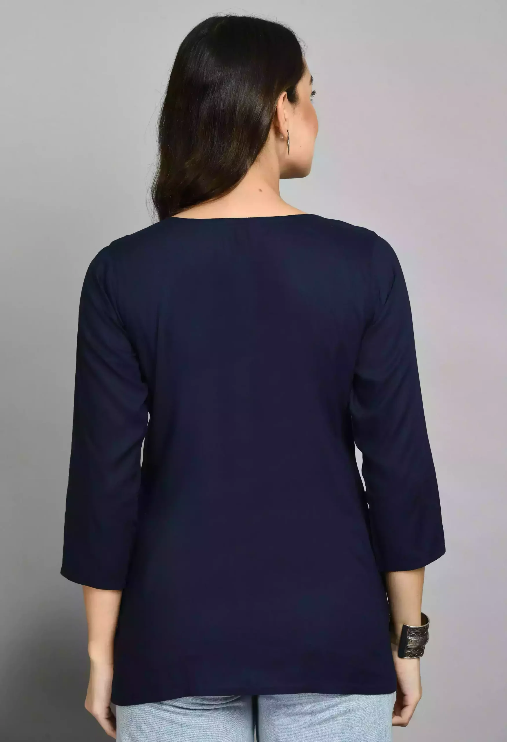 Blue Kashmiri Embroidered Short Kurti - Image 4