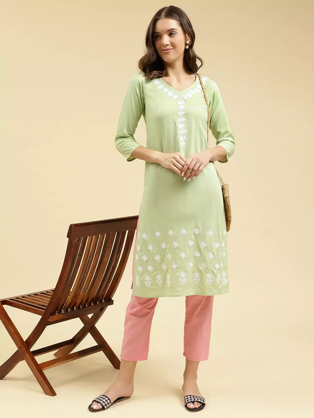 Gul Pista Green Kurti - Image 3