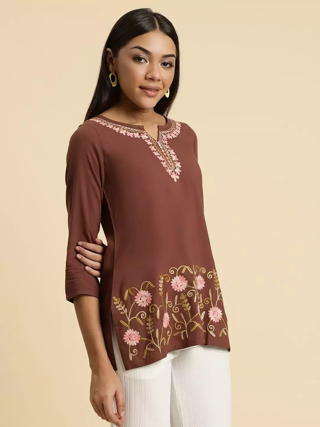 Hiba Brown Short Kurti - Image 7
