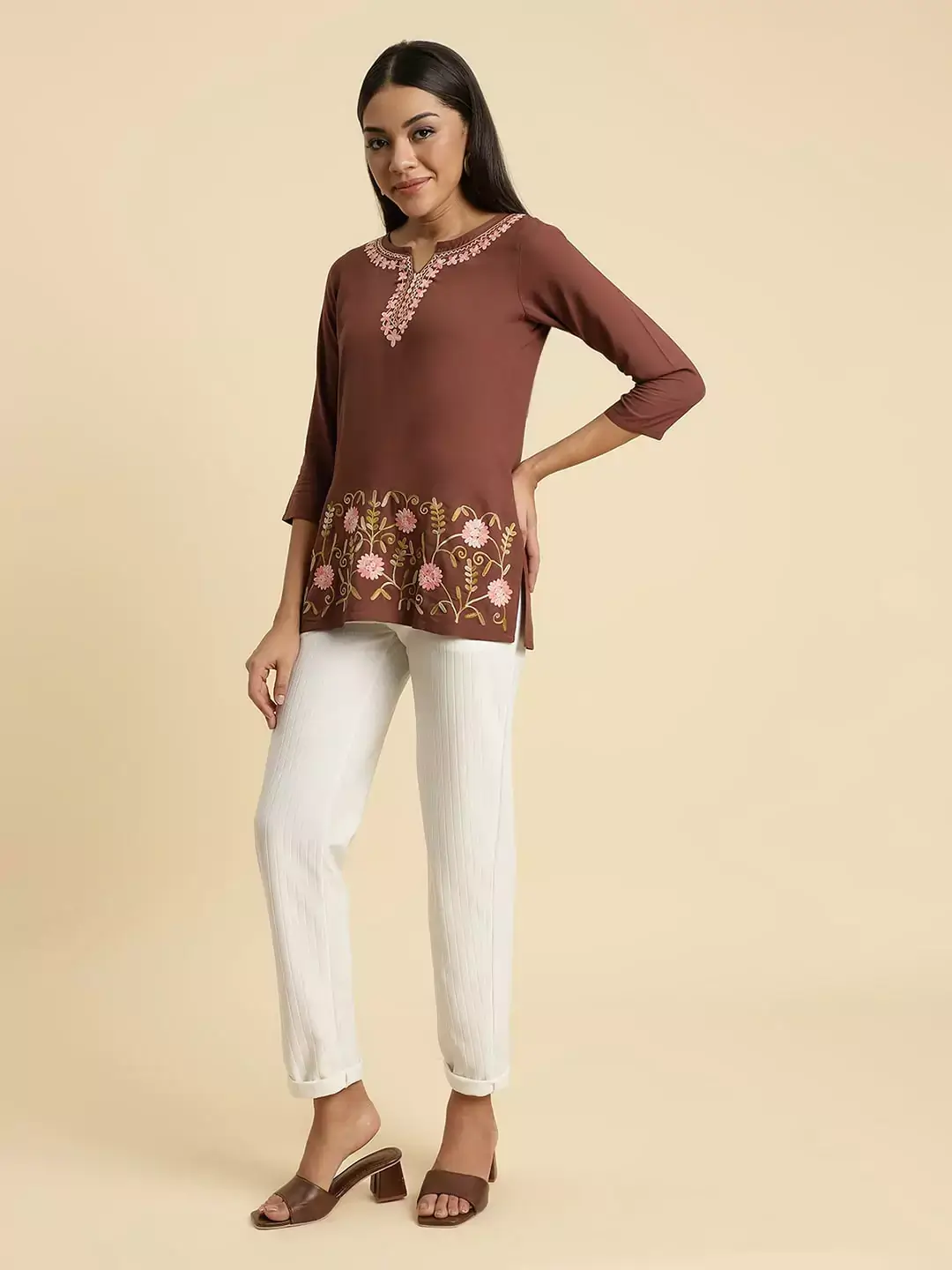 Hiba Brown Short Kurti - Image 3
