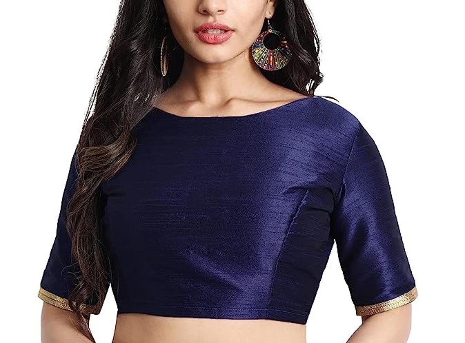 Dupion Silk Blouse, Boat Neck Saree Top, Women's Blouse - Image 5