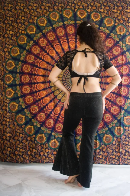 Black Lace Choli Top - Your size - Short Sleeve Tribal Top - ATS, Tribal Fusion, Tribal Bellydance