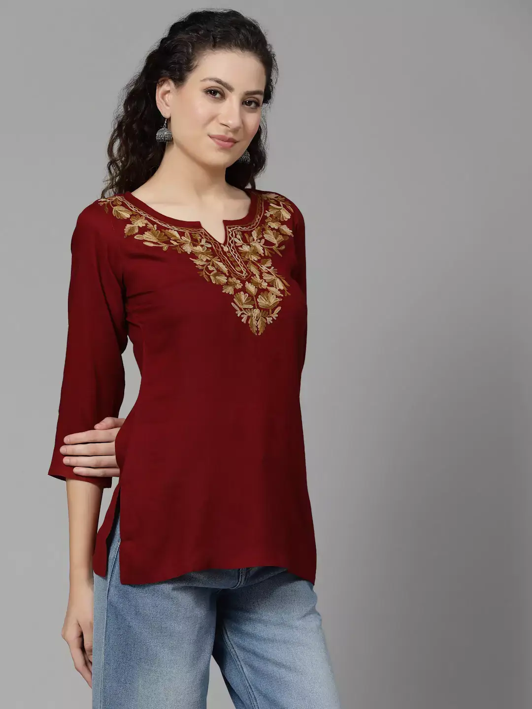 Inara Maroon Short Kurti - Image 7