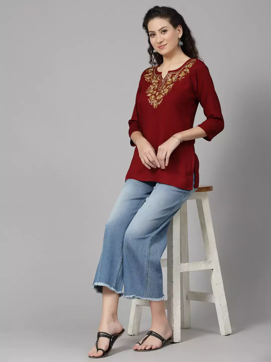 Inara Maroon Short Kurti - Image 3