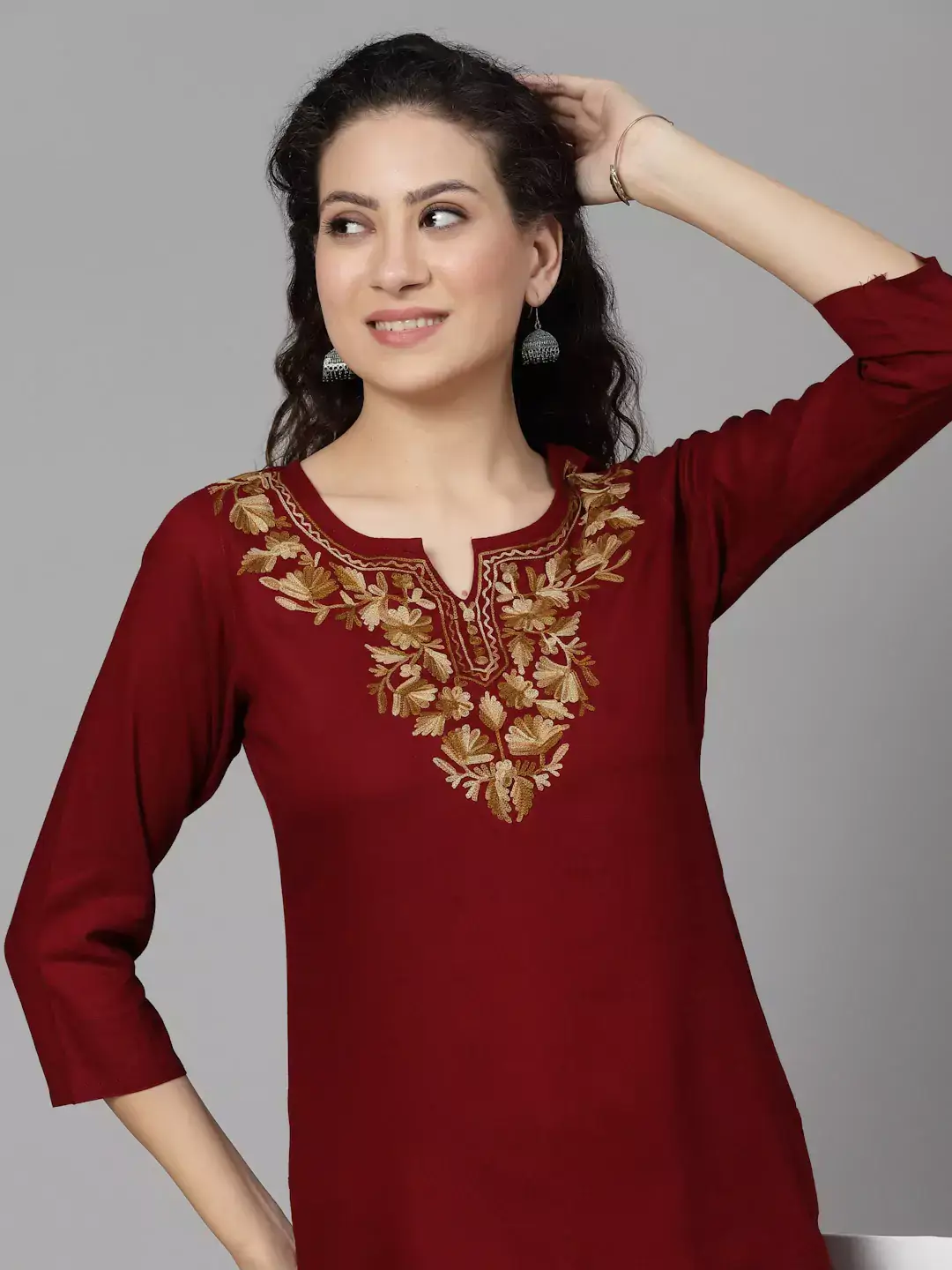 Inara Maroon Short Kurti - Image 4