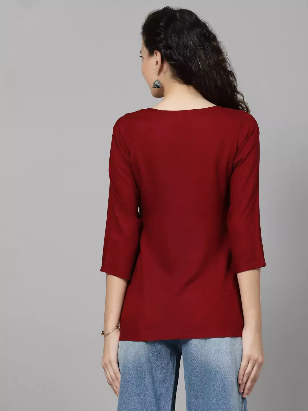 Inara Maroon Short Kurti - Image 5