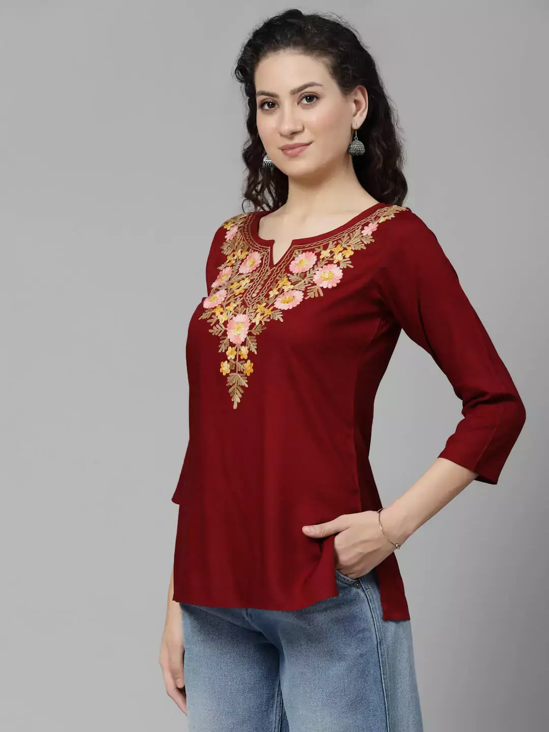 Israa Maroon Short Kurti - Image 6