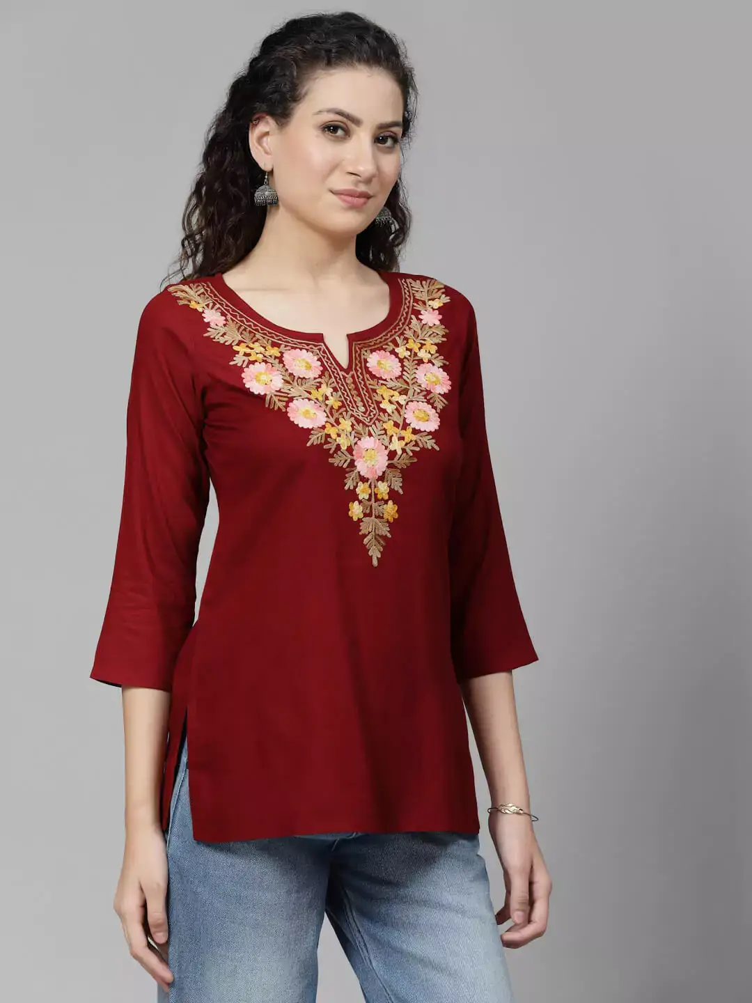 Israa Maroon Short Kurti - Image 7