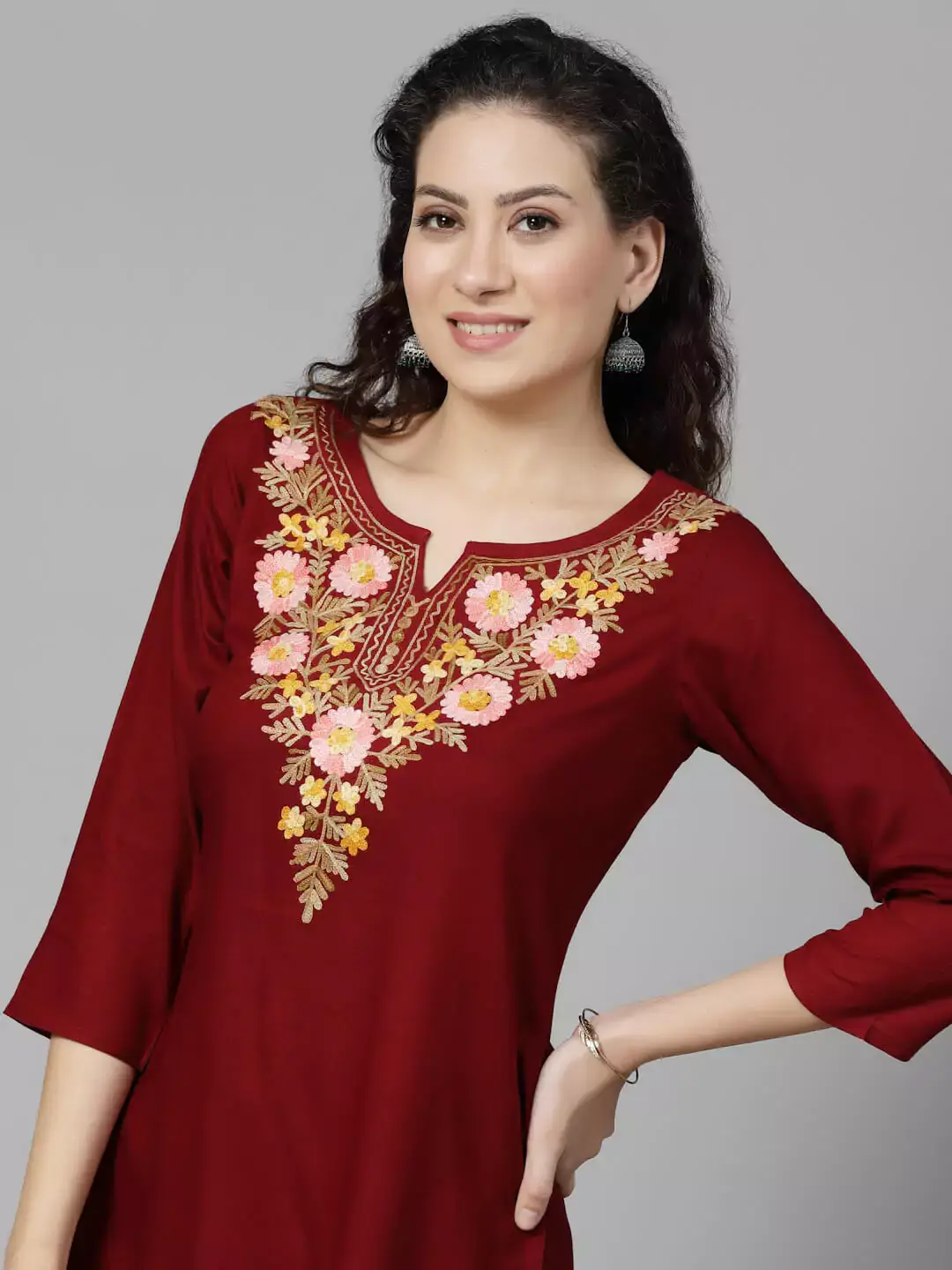 Israa Maroon Short Kurti - Image 4