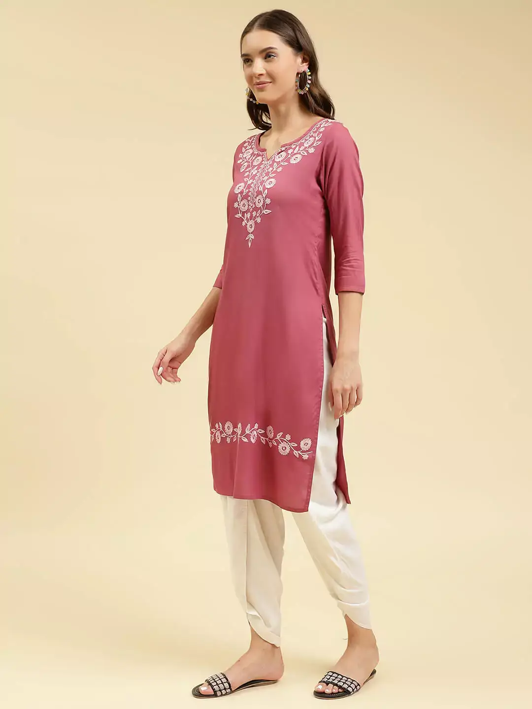 Pink Silk Work Kurti - Image 6