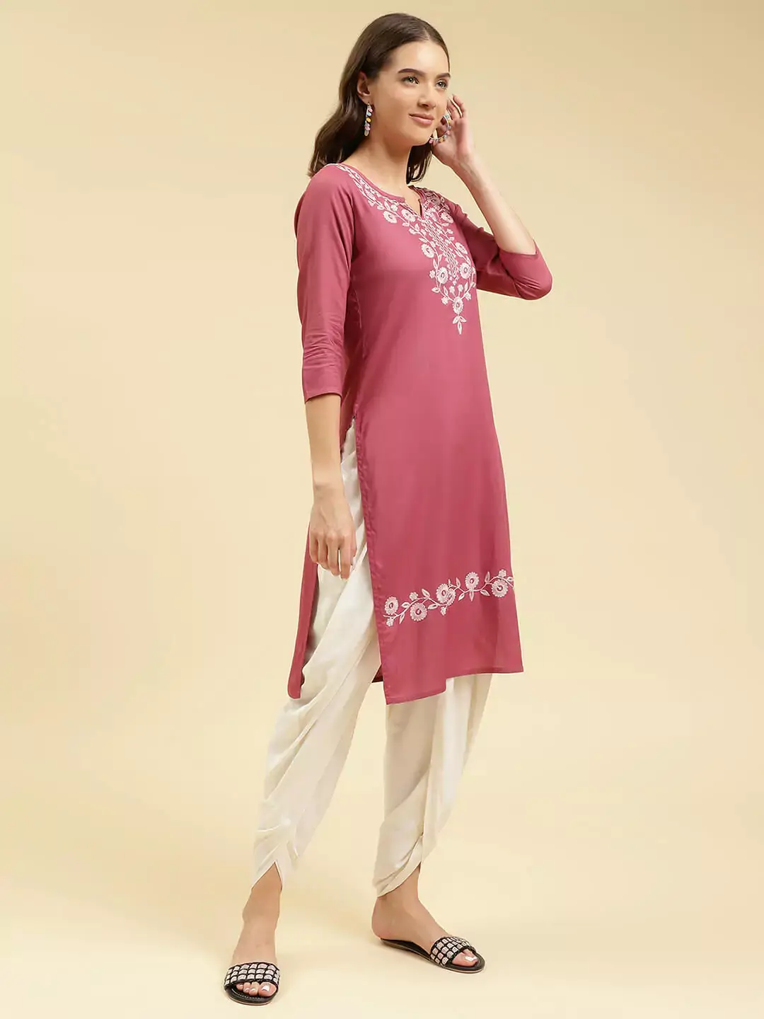 Pink Silk Work Kurti - Image 7
