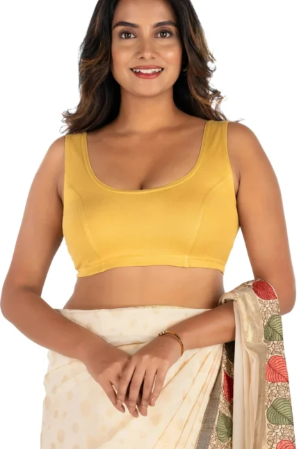 Mustard Yellow U-Neck Women Blouse