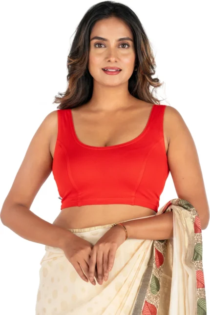 Red U-Neck Women Blouse