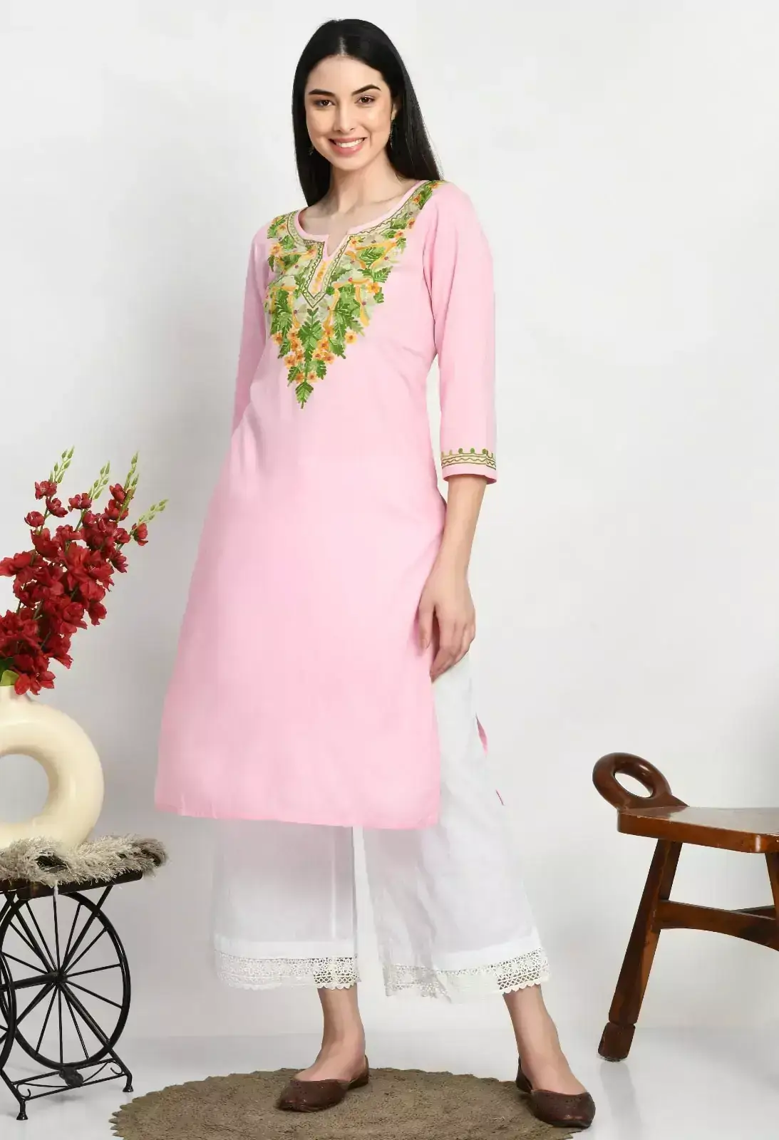 Light Pink Embroidered Kurti