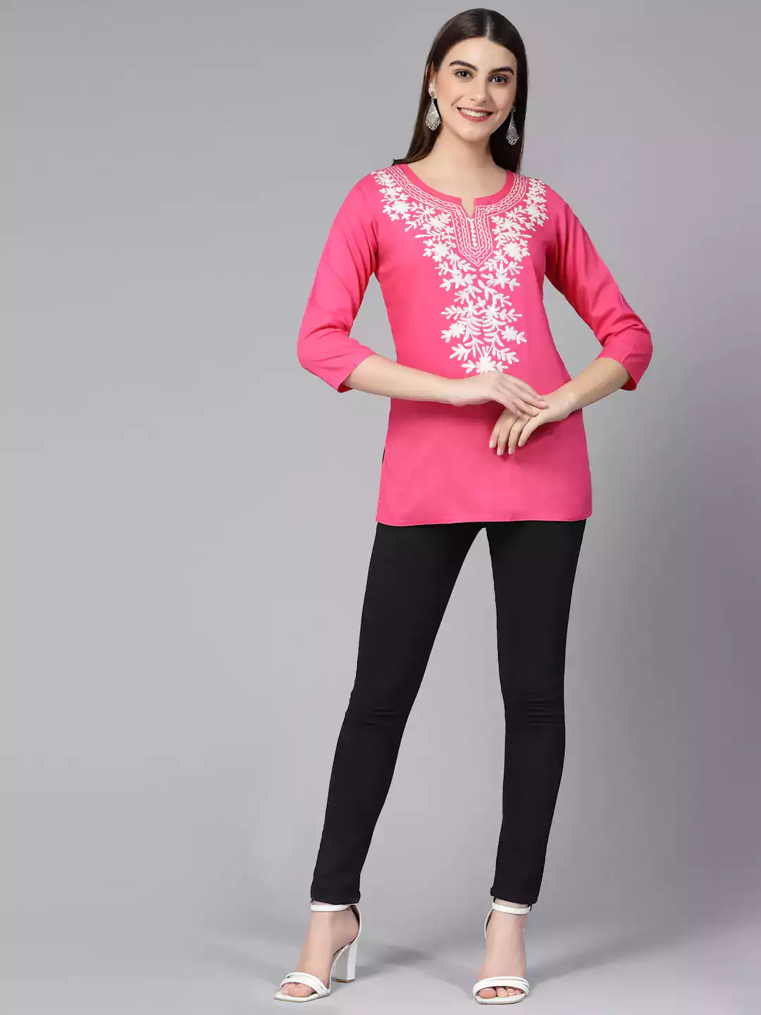 Pink Kashmiri Short Kurti - Image 4