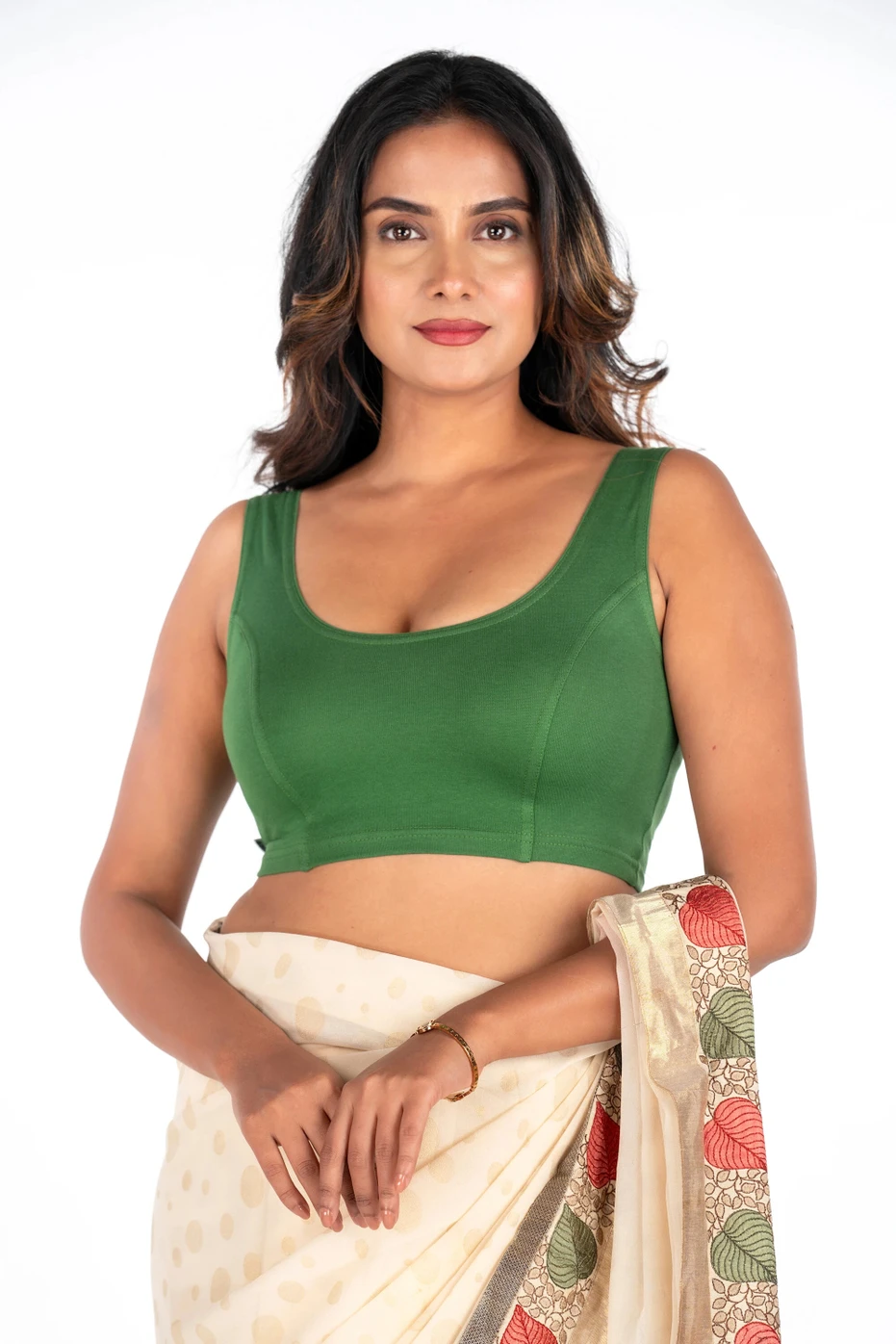 Lefe Green U-Neck Women Blouse